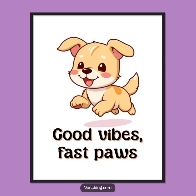 Free Printable Wall Art: Joyful Dog Running Ears Flapping Humorous Art