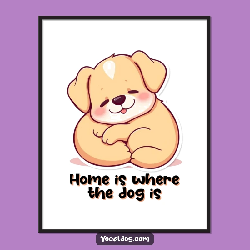 Free Printable Wall Art: Cozy Content Dog Sigh, Funny Downloadable Decor