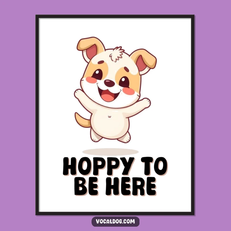 Funny Free Printable Wall Art: Cheerful Hopping Dog, Joyful Animal Decor