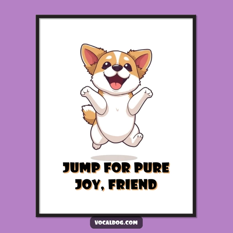 Free Printable Wall Art: Elated Dog Jumping - Funny Downloadable Decor