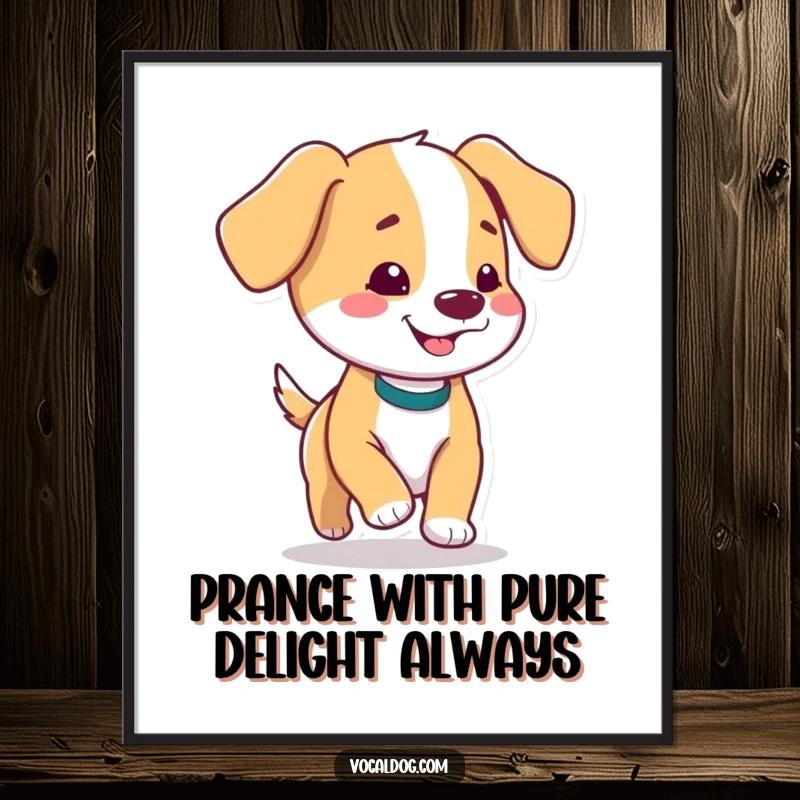 Funny Free Printable Wall Art of a dog with floppy ears captured mid-prance, radiating pure delight.