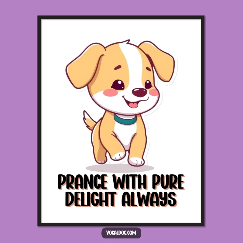 Free Printable Wall Art: Floppy Ear Dog Prance - Downloadable Cheer