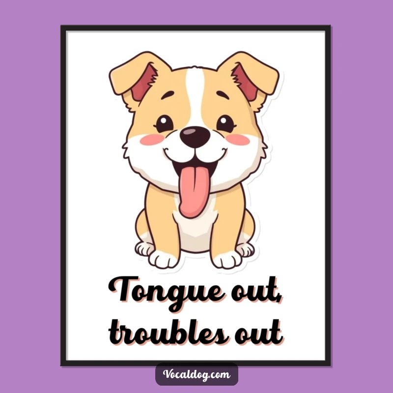 Funny Free Printable Wall Art: Happy Panting Dog Downloadable Art