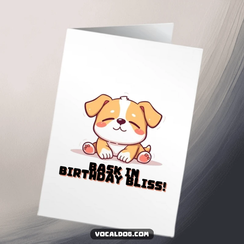 Funny Free Printable Dog Birthday Card: a dog basking contentedly in the sun with closed eyes, ideal for a DIY gift.