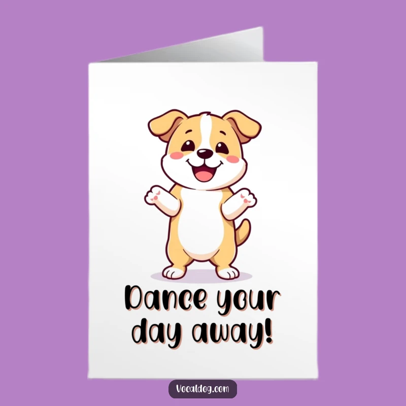 Free Printable Birthday Card: Dancing Dog, Funny Downloadable Greeting for Pet Lovers