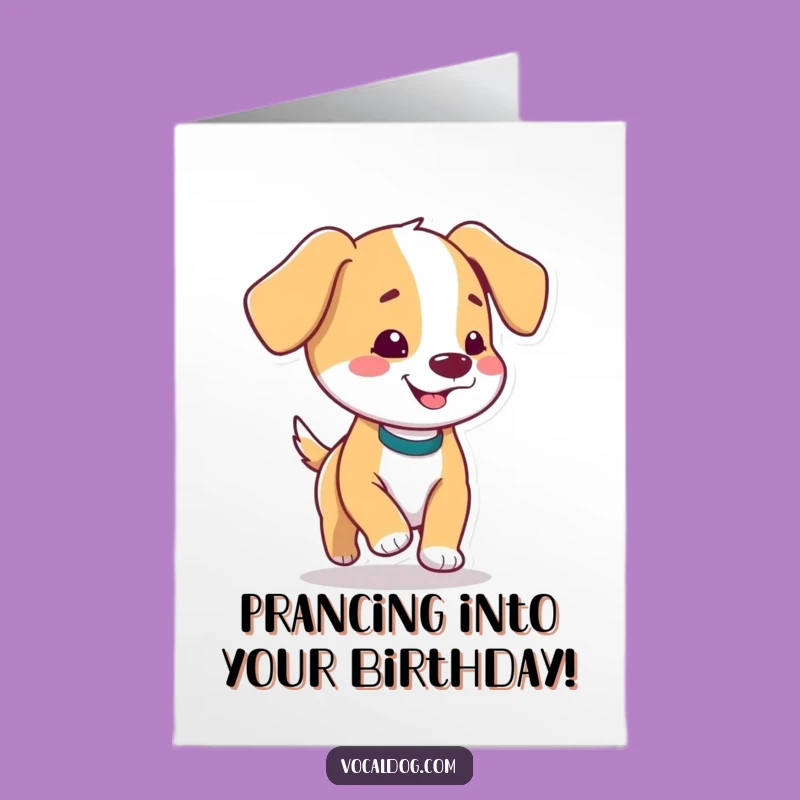 Free Printable Birthday Card: Floppy Ear Dog Prance - Downloadable Joy
