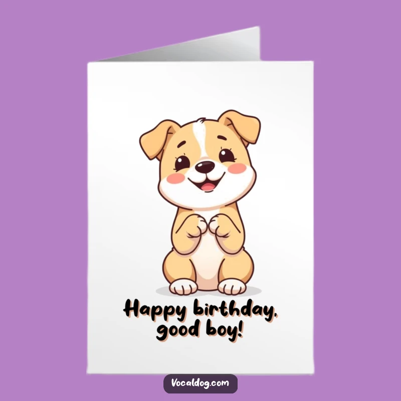 Free Printable Birthday Card: Happy Dog Pose Funny Downloadable Gift