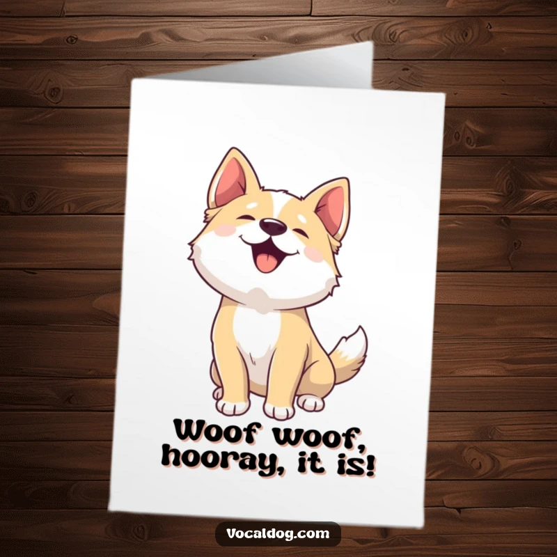 Funny Free Printable Birthday Card: A happy dog head thrown back, woofing with pure unadulterated birthday joy.