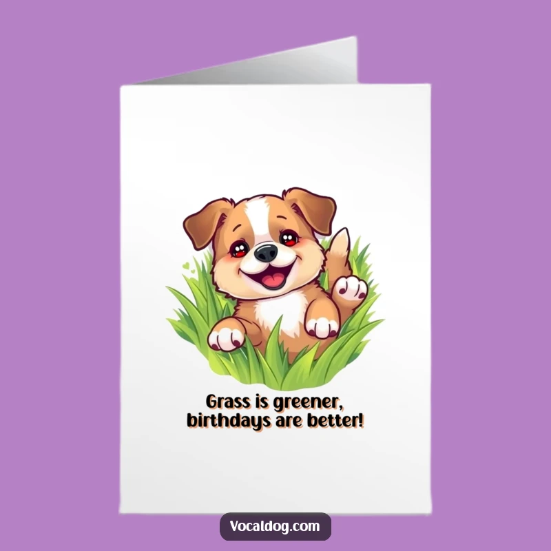 Free Printable Birthday Card: Rolling Dog Humor for a Joyful Celebration