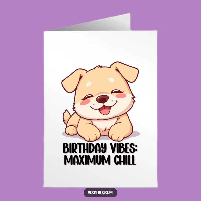 Free Printable Birthday Card: Sunbathing Dog - Relaxing Downloadable Gift