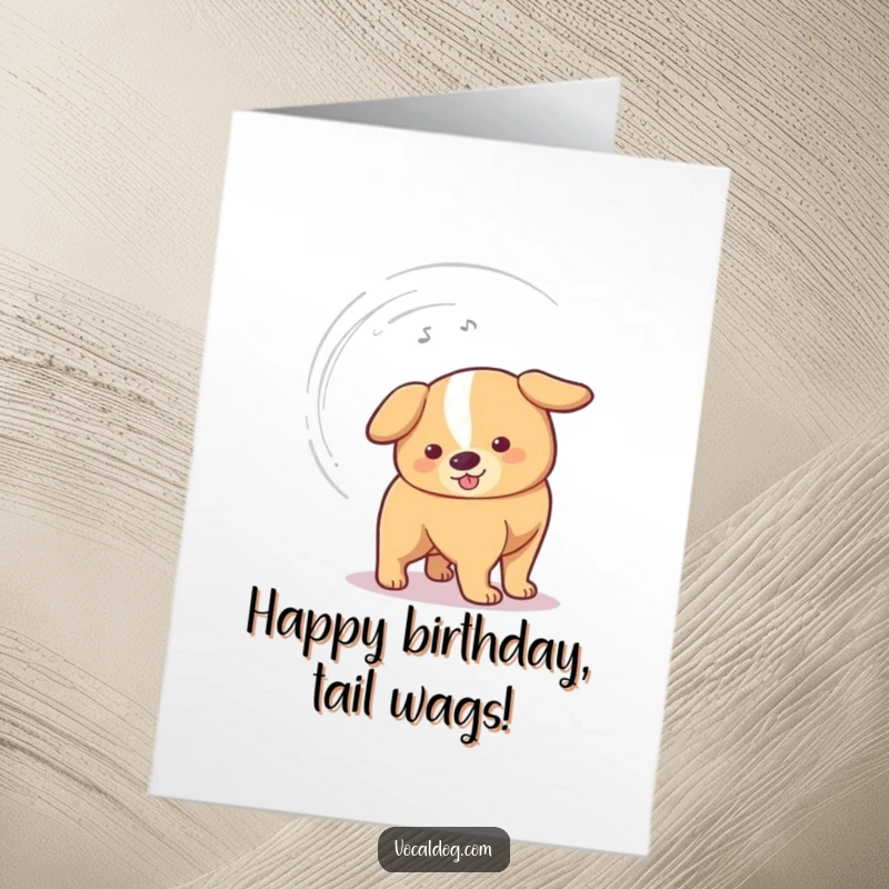 Funny Free Printable Birthday Card: A dog's tail wags so ferociously it forms a tiny, comical vortex.