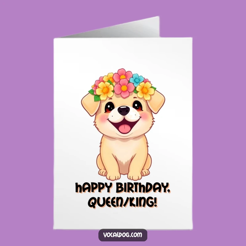 Free Printable Birthday Card: Flower Crown Dog for Sweet Downloadable Gift