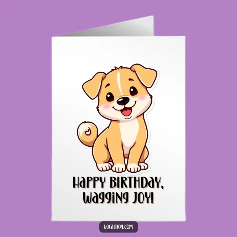 Joyful Free Printable Birthday Card: Spiraled Tail Dog, Fun Downloadable Gift