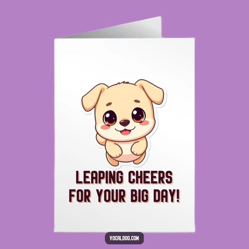 Free Printable Birthday Card: Happy Dog Leap - Joyful Downloadable Card