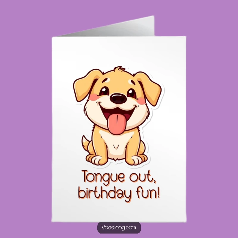 Free Printable Birthday Card: Tongue-Out Dog Grin, Funny Downloadable Gift!