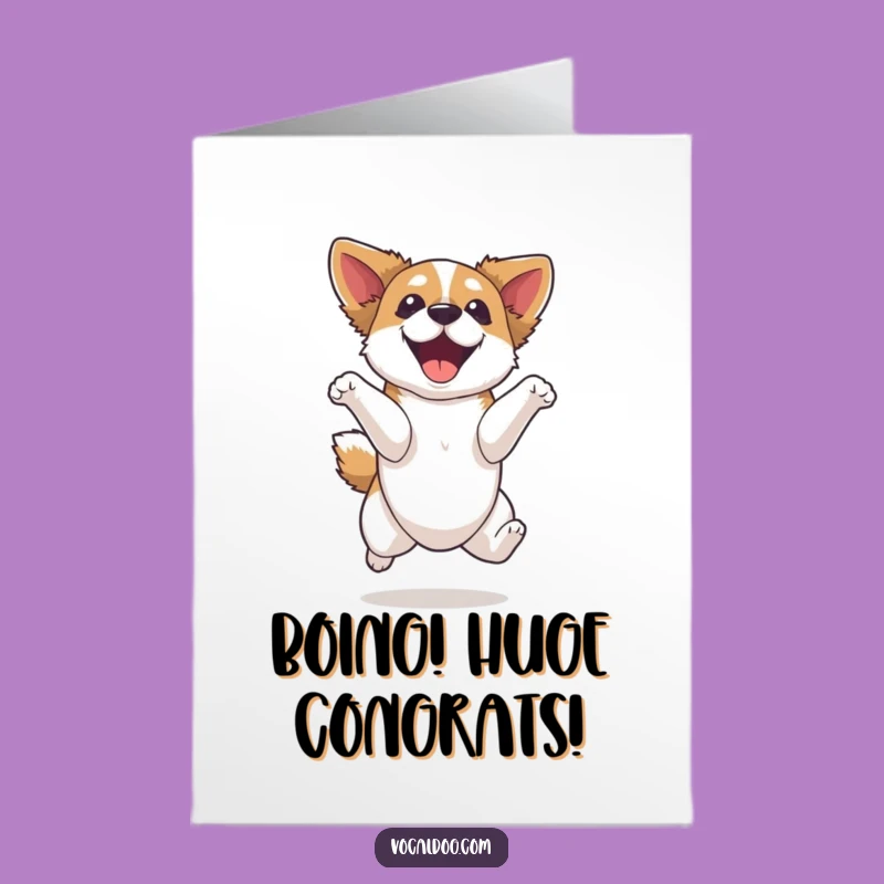 Free Printable Congrats Card: Elated Dog Celebrates Your Success - Downloadable