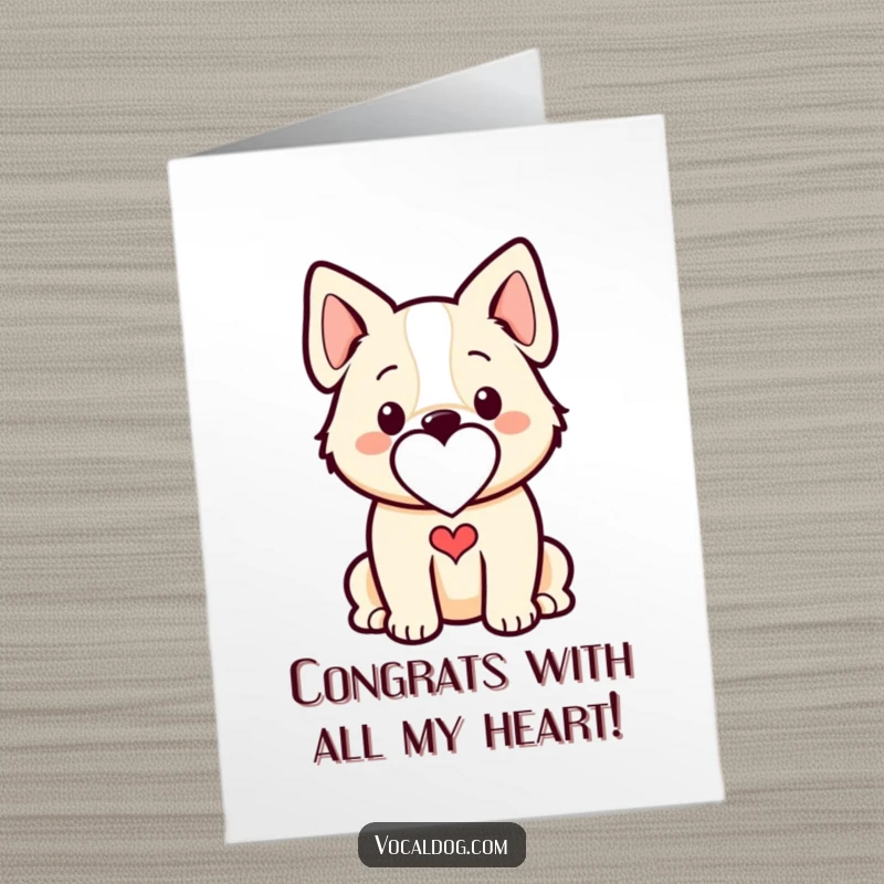 Funny Free Printable Congratulations Card: A stylized dog outline subtly shaped with a heart, perfect for expressing warm wishes.