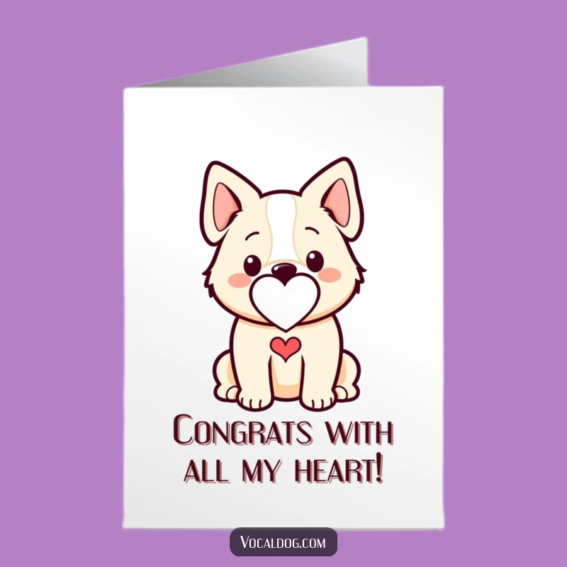 Free Printable Congrats Card: Dog Heart Outline, Celebrate with Love Download