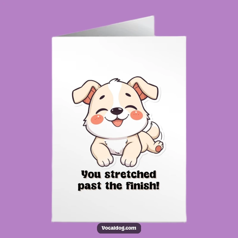 Free Printable Congrats Card: Blissful Dog Stretch, Funny Downloadable Gift