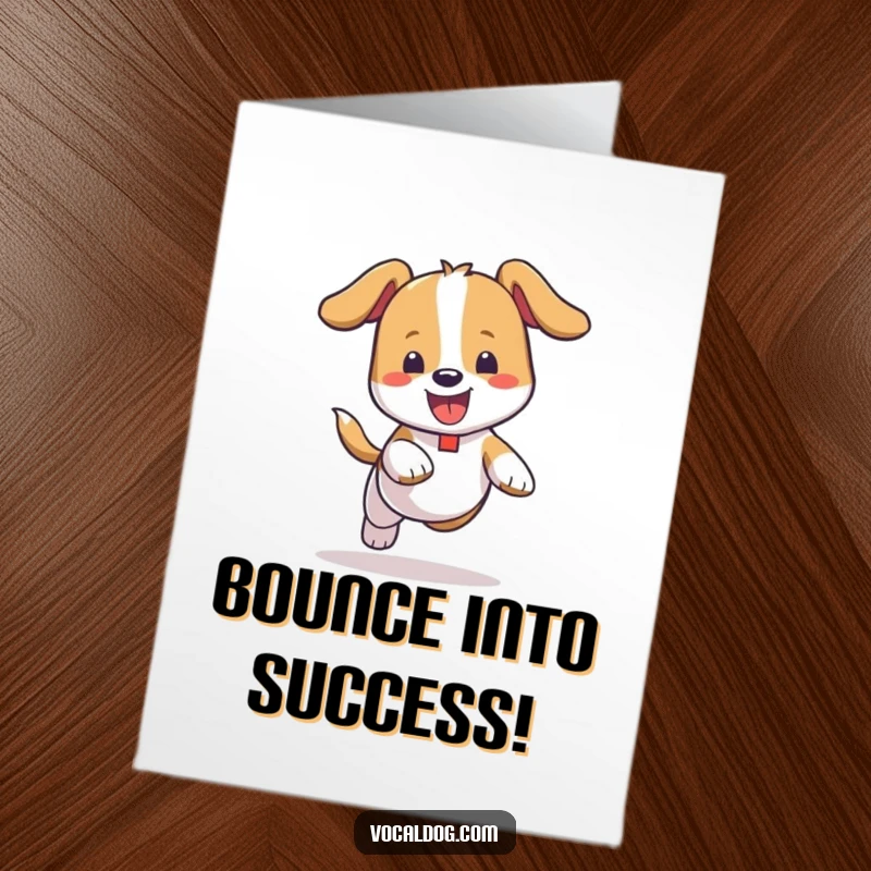 Funny Free Printable Congratulations Card features a dog joyfully bouncing with abandon, a delightful downloadable art.