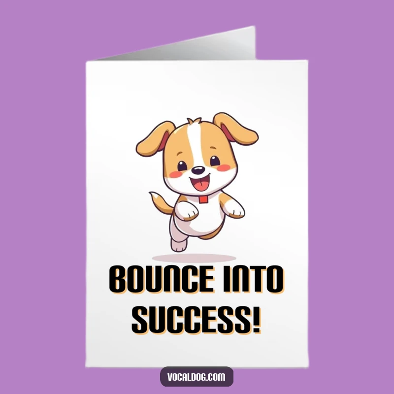 Free Printable Congrats Card: Bouncing Dog for a Cheerful Downloadable Gift