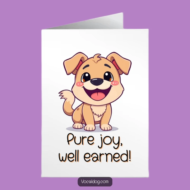 Free Printable Congrats Card: Happy Dog Grin, Funny Downloadable Gift for Celebrations