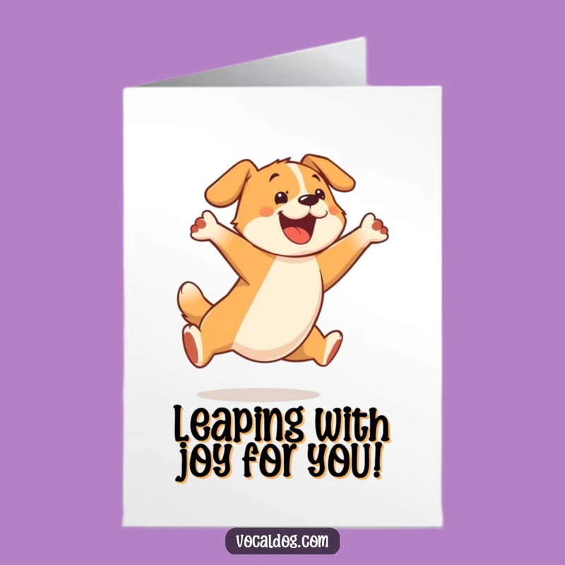 Free Printable Congrats Card: Happy Dog Leap, Exciting Downloadable Achievement