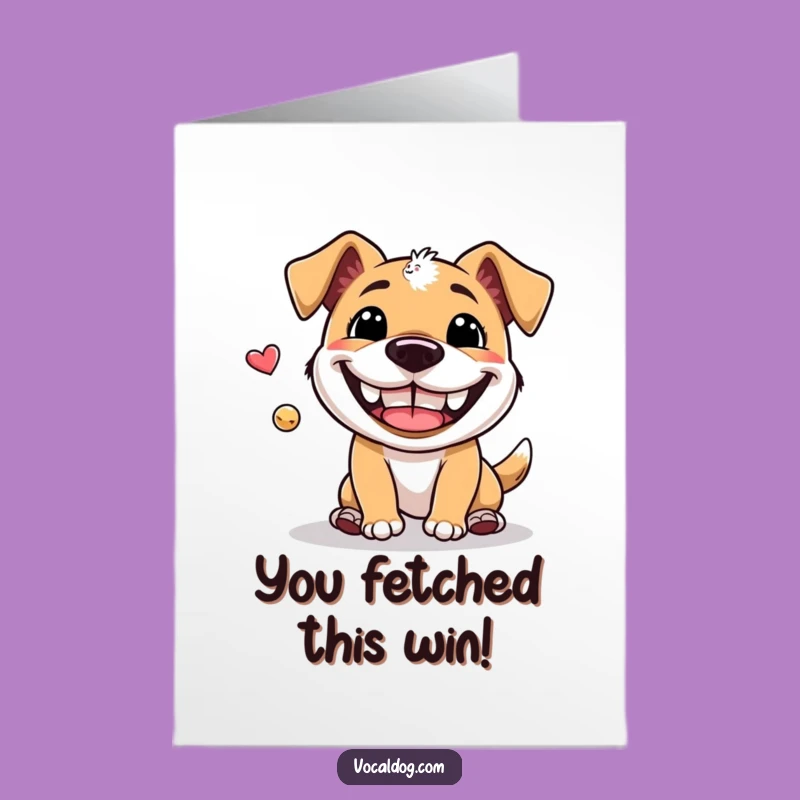 Free Printable Congrats Card: Happy Fetching Dog for a Funny Downloadable Gift