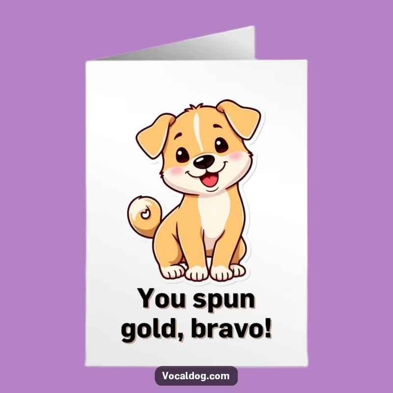 Free Printable Congrats Card: Spiraled Tail Dog Celebration, Instant Download Fun