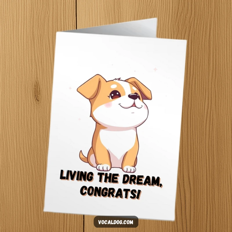 Funny Free Printable Congrats Card: A dog gazes at the sky with pure bliss, a downloadable celebration of achievement.