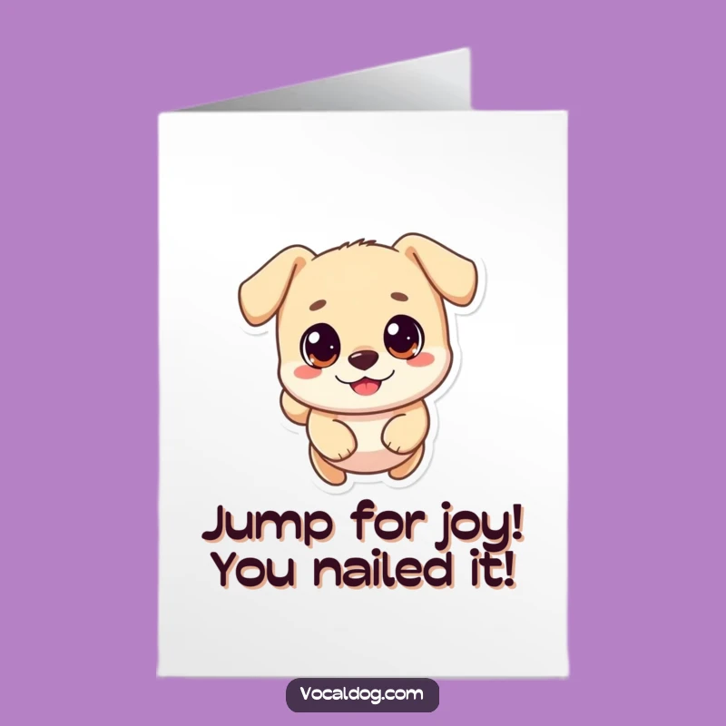 Free Printable Congrats Card: Happy Dog Leap - Print at Home