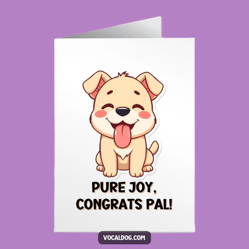 Free Printable Congrats Card: Content Dog's Joyful Tongue Out for Success
