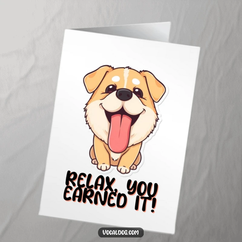 Funny Free Printable Congratulations Card: A dog with its tongue hanging out, looking blissfully content, perfect for a downloadable message.