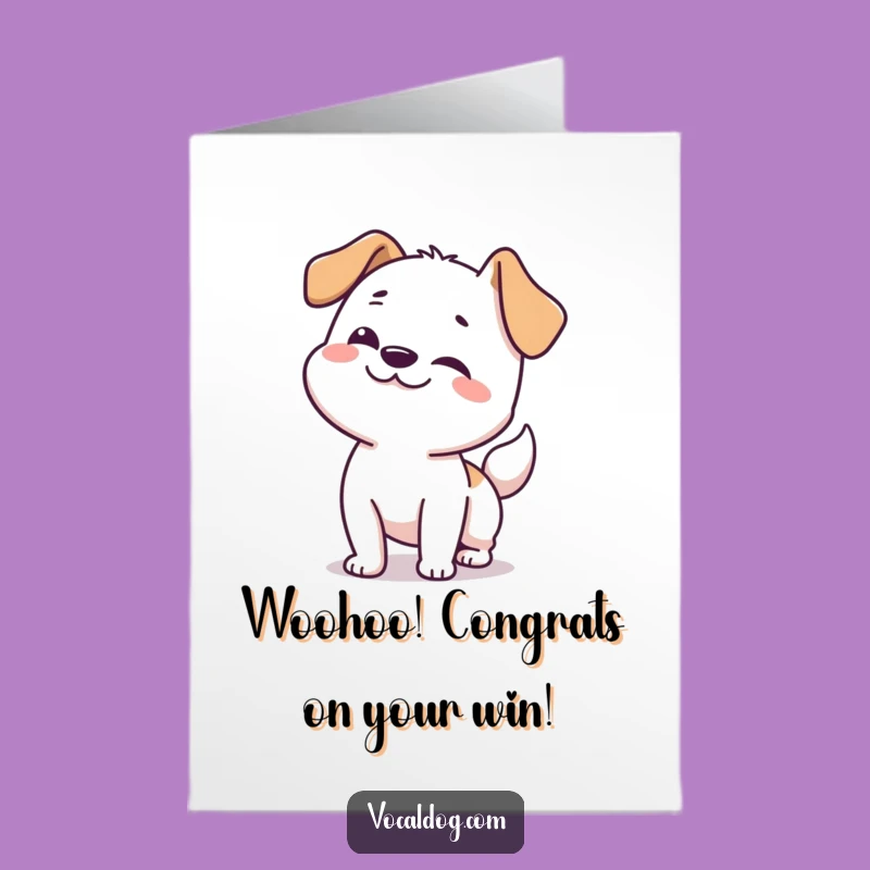 Free Printable Congrats Card: Wiggly Dog Celebrates Your Success!