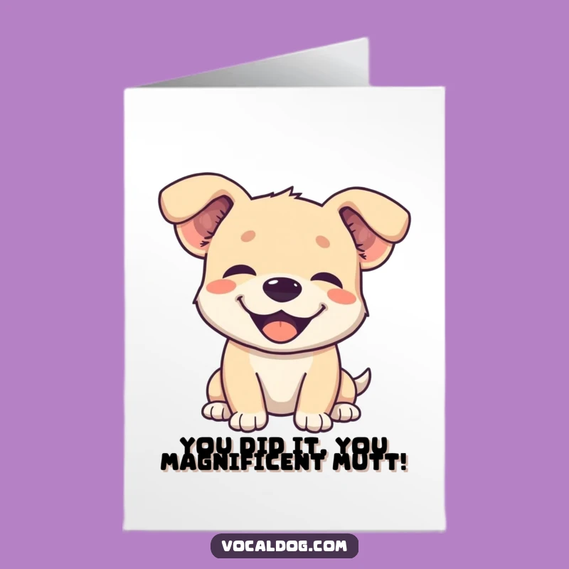 Free Printable Congrats Card: Joyful Dog, Cheerful Downloadable Celebration