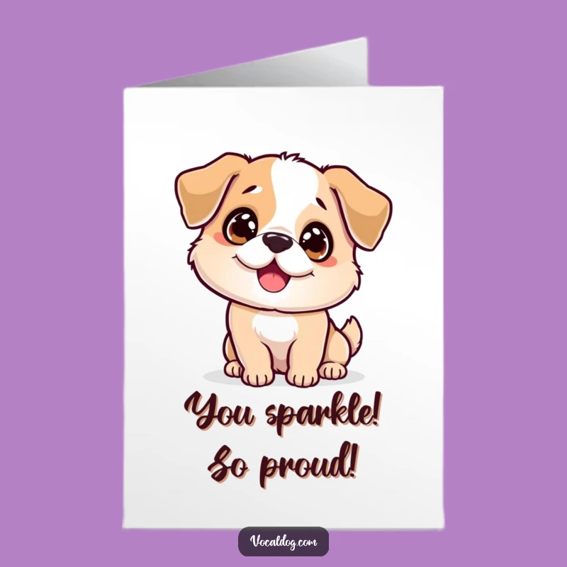 Free Printable Congrats Card: Sparkling Dog, Funny Downloadable Wagging for Success