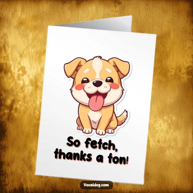 Funny Free Printable Thank You Card featuring a dog with its tongue out, panting happily with a big smile, a charming DIY gift.