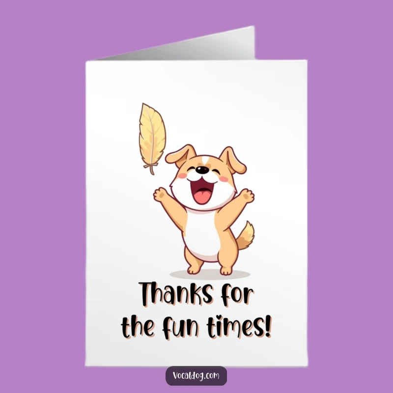 Free Printable Thank You Card: Dog Feather Chase - Downloadable Joy
