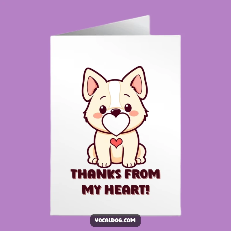 Free Printable Thank You Card: Dog Heart Outline, Love and Thanks Download