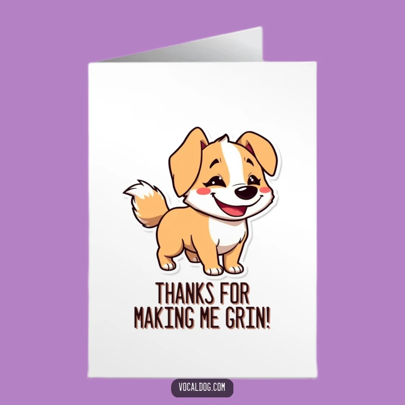 Free Printable Thank You Card: Goofy Dog Grin - Downloadable Thanks