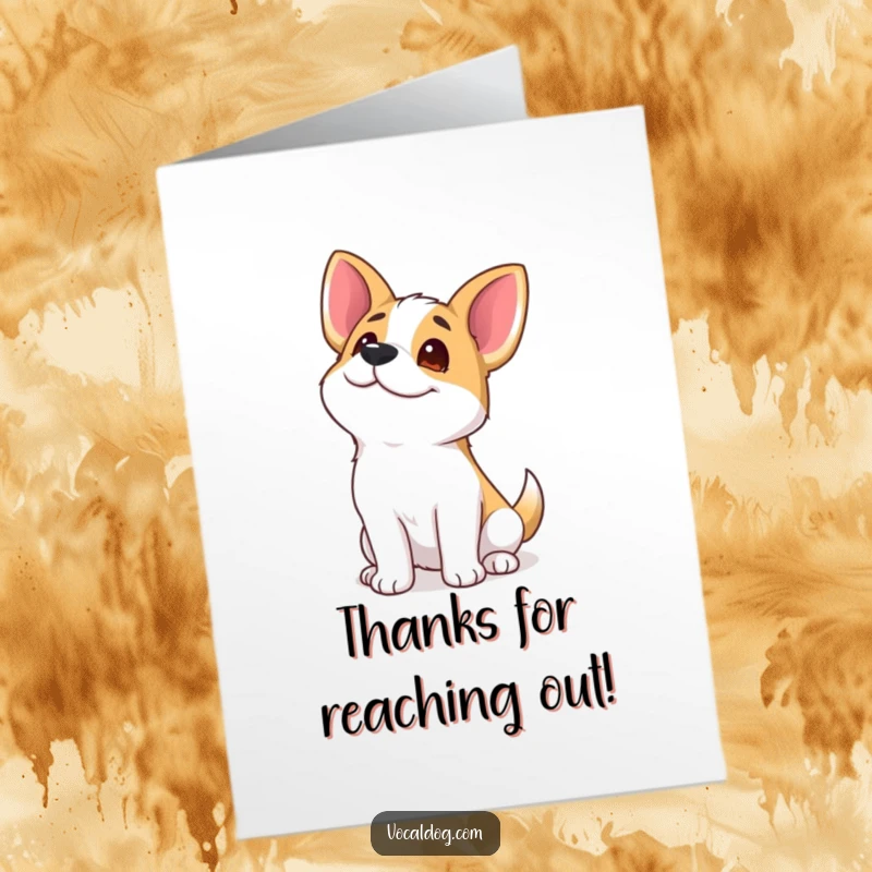 Funny Free Printable Thank You Card: A delighted dog beams upwards with an ecstatic, goofy expression.