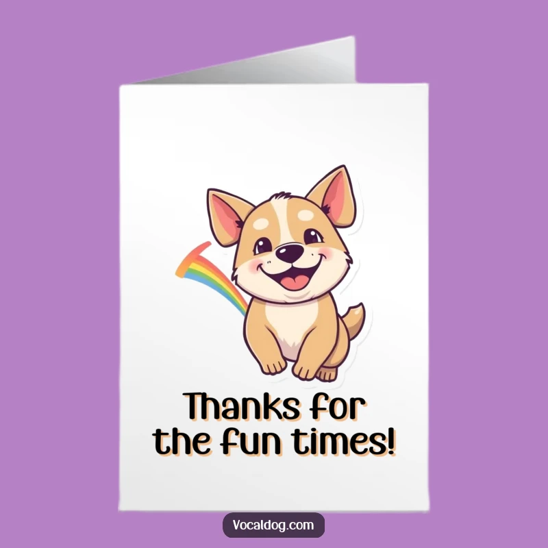 Free Printable Thank You Card: Goofy Dog Rainbow, Funny Downloadable Gift