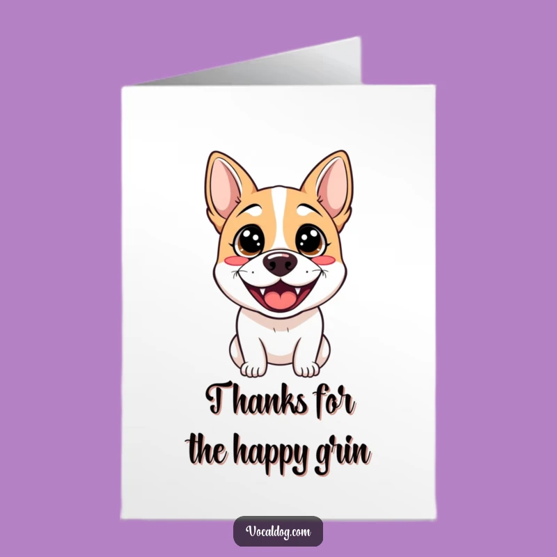 Free Printable Thank You Card: Happy Grinning Dog Funny Downloadable Gift