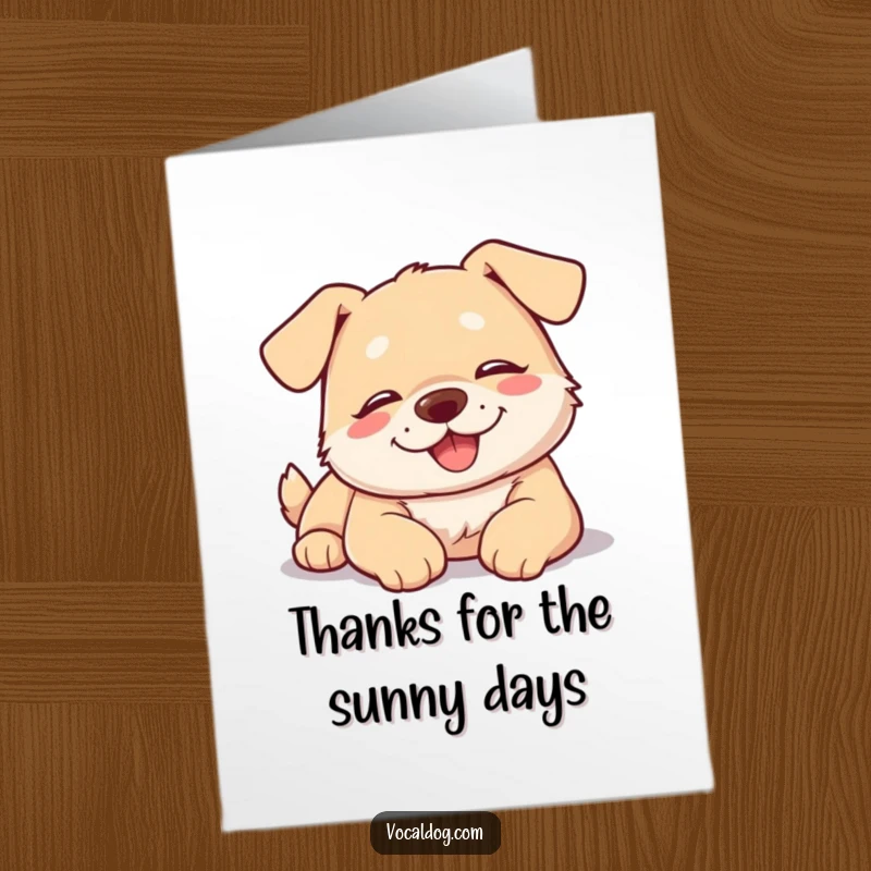 Funny Free Printable Thank You Card: A dog peacefully sunbathing, embodying pure relaxation.
