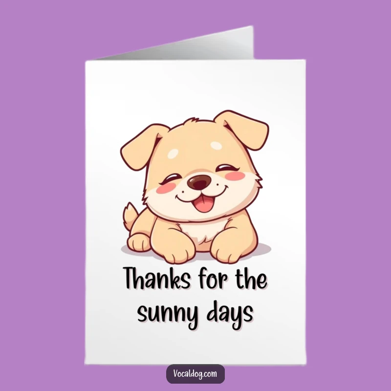 Free Printable Thank You Card: Sunbathing Dog - Sweet Downloadable Gift