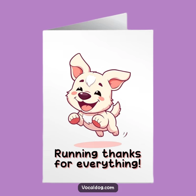 Free Printable Thank You Card: Running Dog, Funny Downloadable Gratitude!