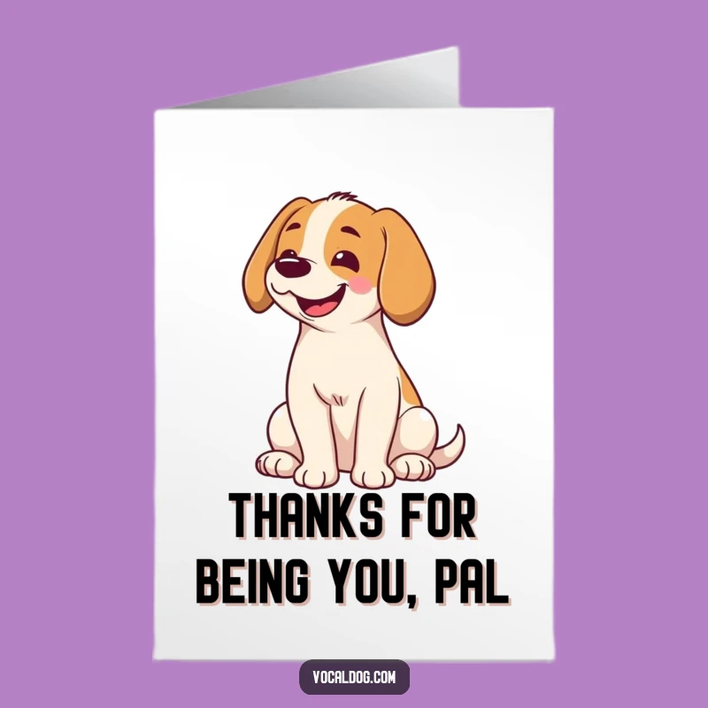 Free Printable Thanks Card: Wide Smile Dog, Gratitude Unleashed!
