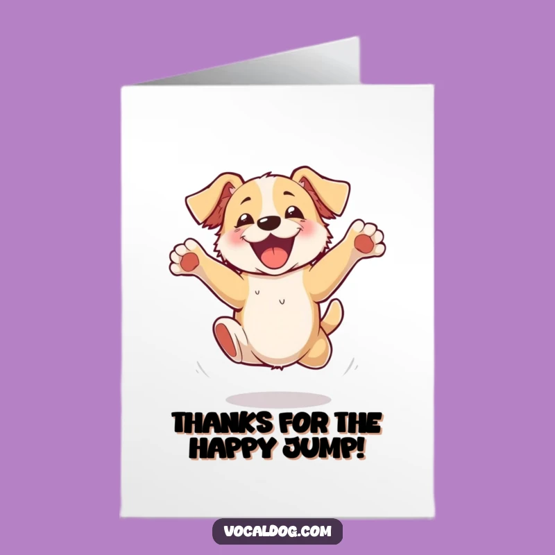 Free Printable Thank You Card: Excited Dog Jump, Funny Gratitude Downloadable Gift