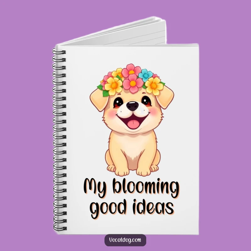 Funny Flower Crown Dog Notebook - Hilarious Journal for Happy Thoughts Gift