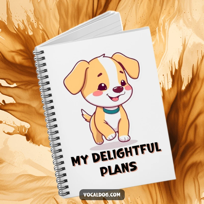 Funny notebook featuring a dog with floppy ears prancing with pure delight, perfect for capturing happy thoughts and ideas.